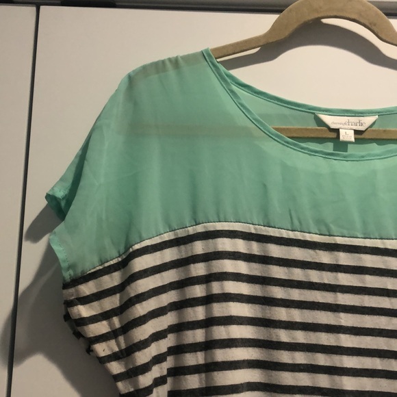 Charming Charlie Teal and Grey Blouse - Picture 3 of 5